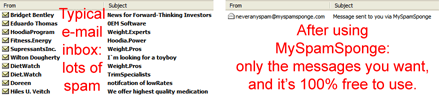 After using MySpamSponge, get only the messages you want -- NO SPAM!